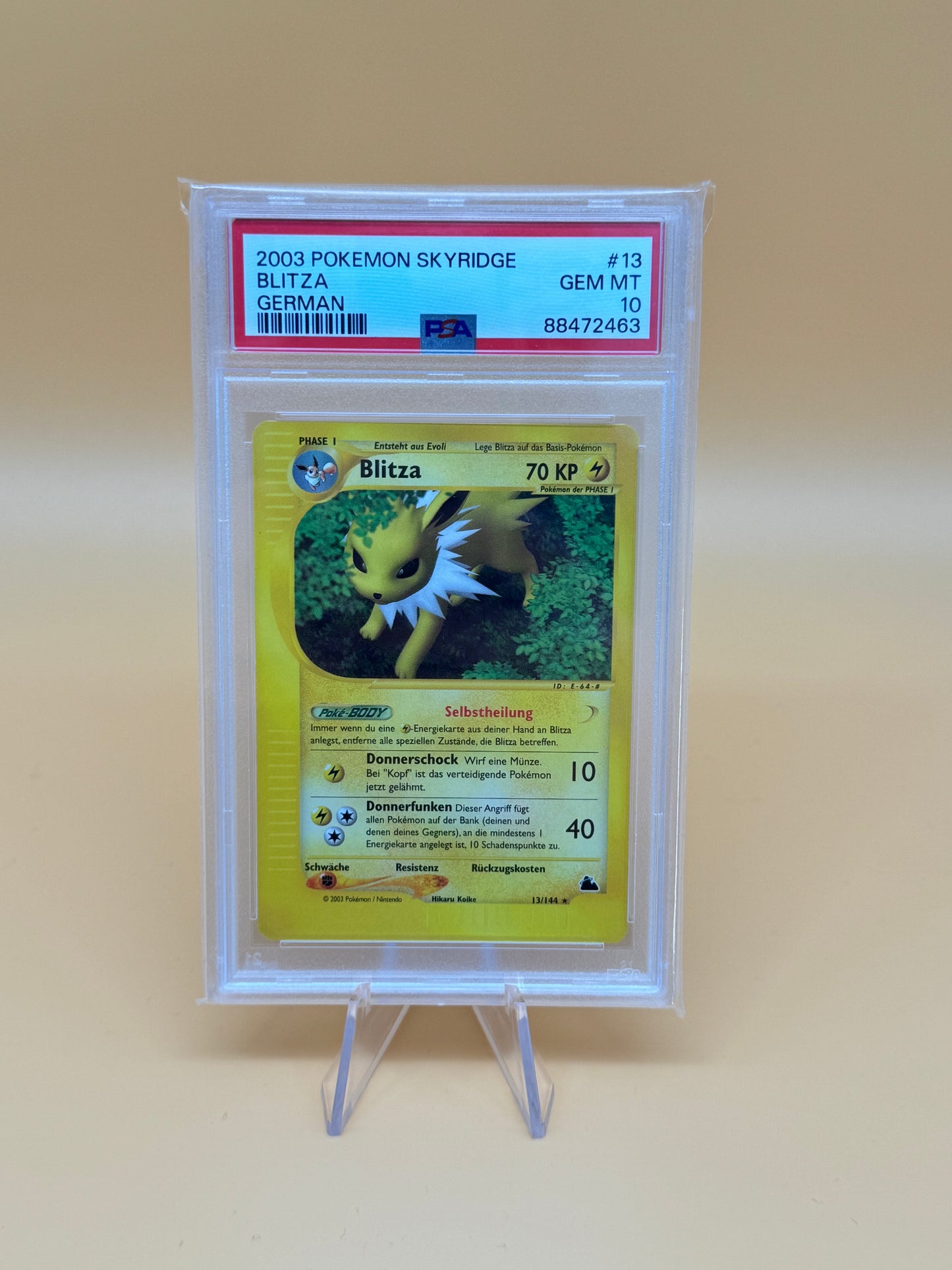 Pokémon Skyridge Blitza 13/144 PSA10 DE