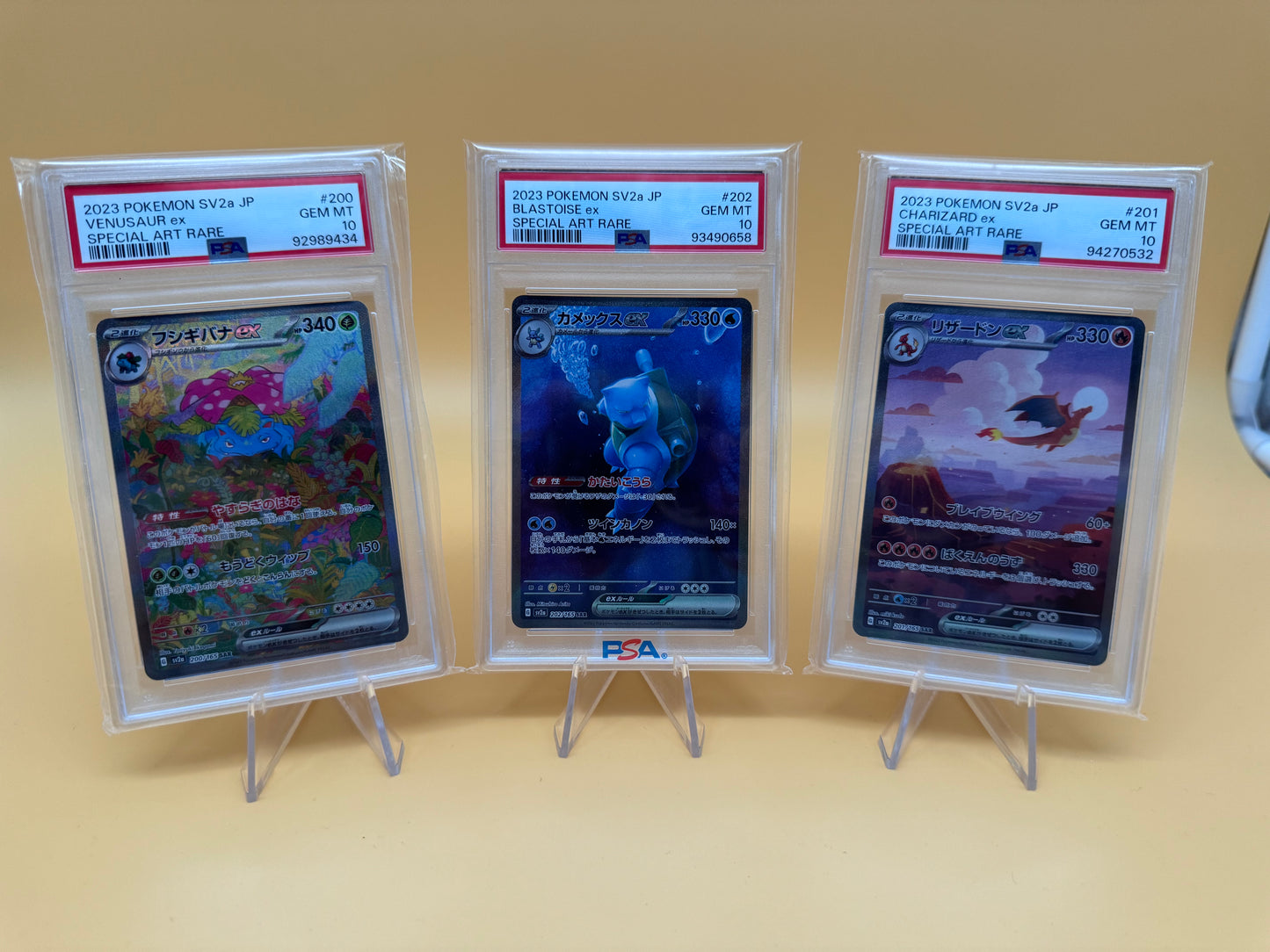 Pokémon PSA 10 Charizard Venusaur Blastoise ex SAR Set 201/165 Pokémon Card 151 Japanese